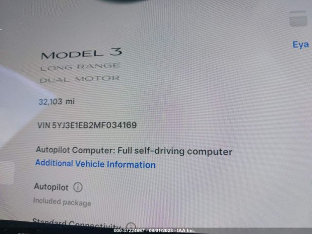 5YJ3E1EB2MF034169 Tesla Model 3 Long Range