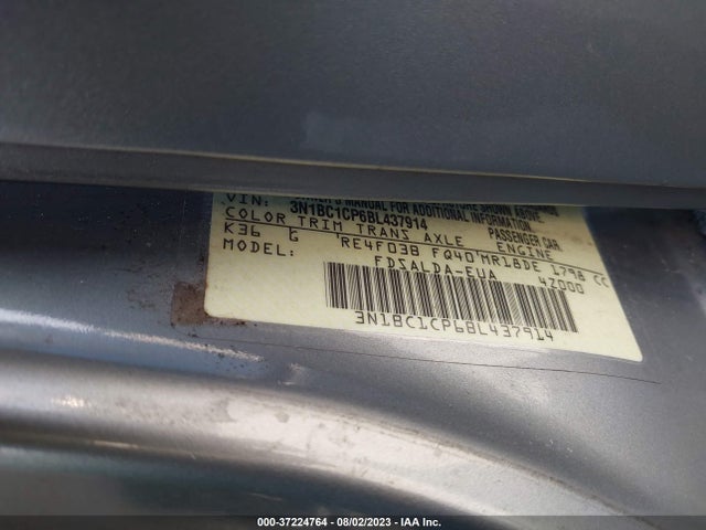 2011 NISSAN VERSA 1.8 S VIN: 3N1BC1CP6BL437914