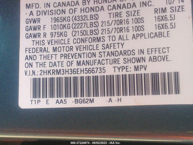 2HKRM3H36EH566735 Honda CR-V LX