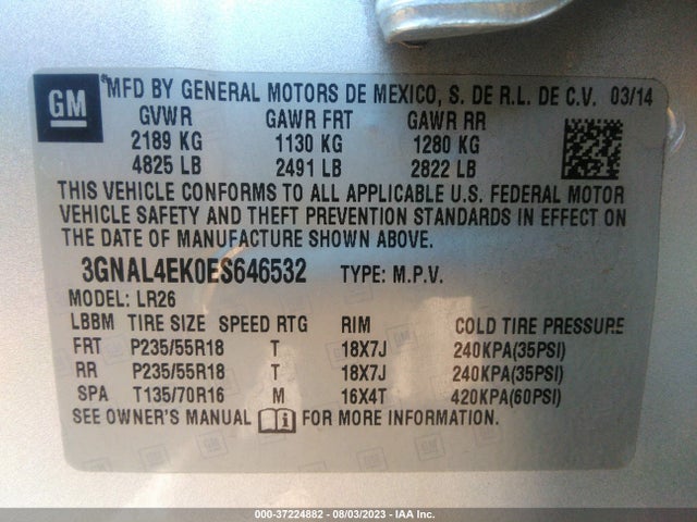 2014 Chevrolet Captiva Sport, VIN: 3GNAL4EK0ES646532