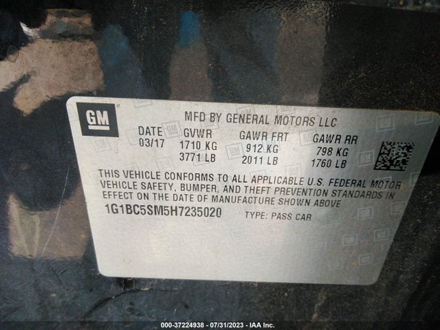 Chevrolet Cruze Ls Auto 2017 1G1BC5SM5H7235020 Image 9