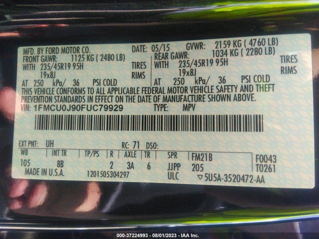 Ford Escape Titanium 2015 1FMCU0J90FUC79929 Image 15