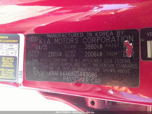 KNAFX4A6XG5443086 KIA FORTE LX
