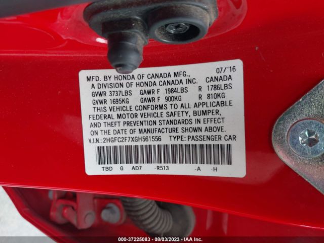 2HGFC2F7XGH561556 Honda Civic Sedan Ex
