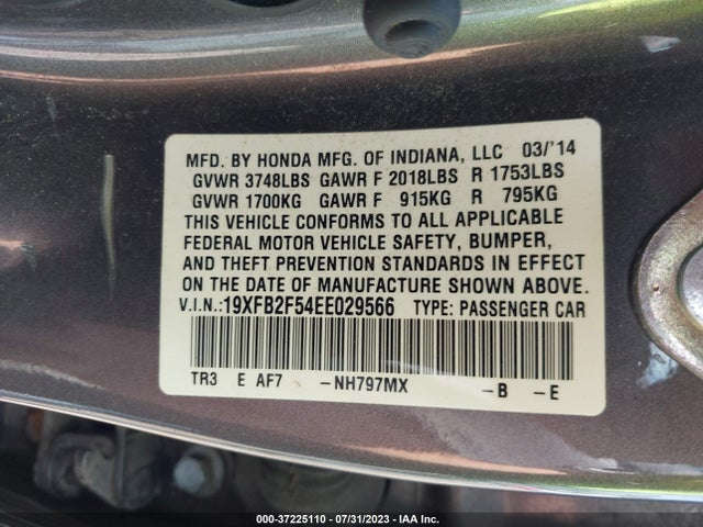Honda Civic Sedan Lx 2014 19XFB2F54EE029566 Image 15