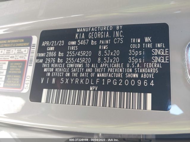 5XYRKDLF1PG200964 KIA SORENTO SX