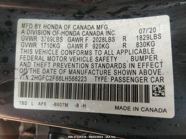 Honda Civic Sedan Lx 2020 2HGFC2F66LH566223 Image 9