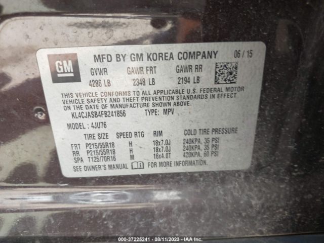 KL4CJASB4FB241856 Buick Encore