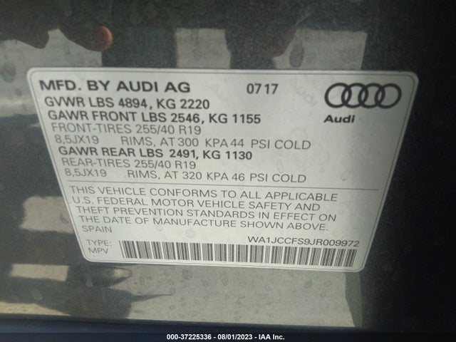 WA1JCCFS9JR009972 Audi Q3 Premium Plus