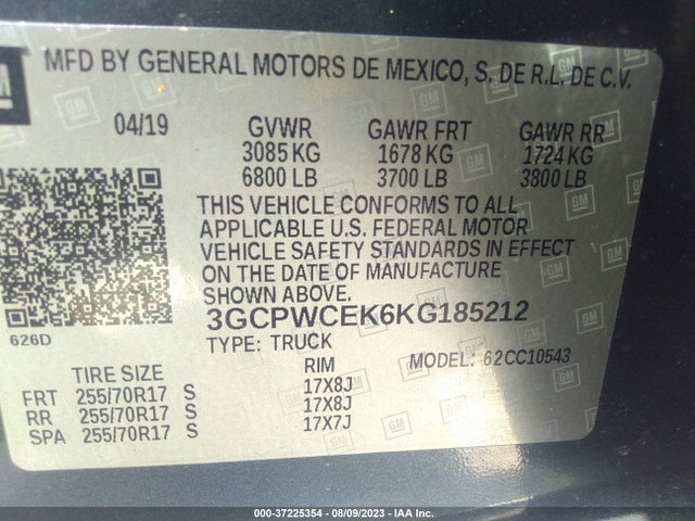 Chevrolet Silverado 1500 Lt 2019 3GCPWCEK6KG185212 Image 9