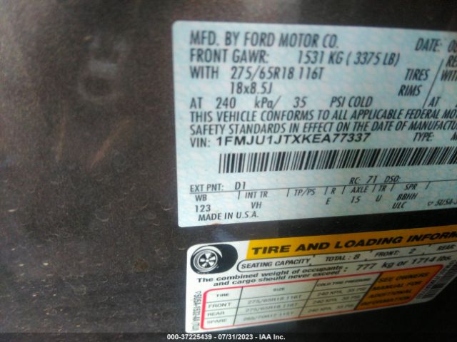 1FMJU1JTXKEA77337 Ford Expedition Xlt