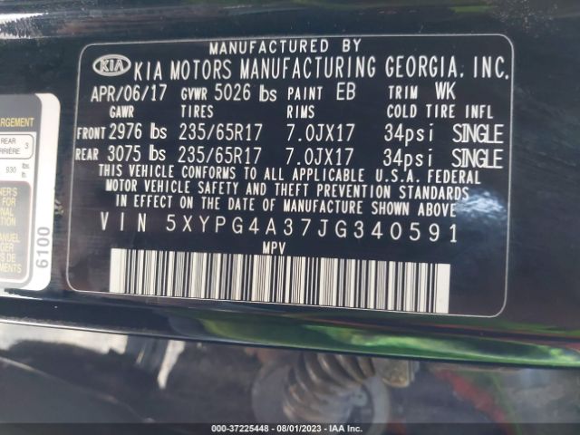 5XYPG4A37JG340591 KIA SORENTO L