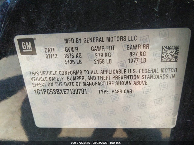 Chevrolet Cruze 1lt 2014 1G1PC5SBXE7130781 Image 9