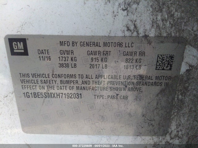 Chevrolet CRUZE LT 2017 1G1BE5SMXH7192031 Image 9