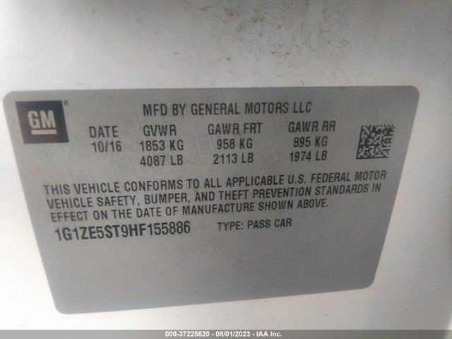 Chevrolet MALIBU LT 2017 1G1ZE5ST9HF155886 Image 9