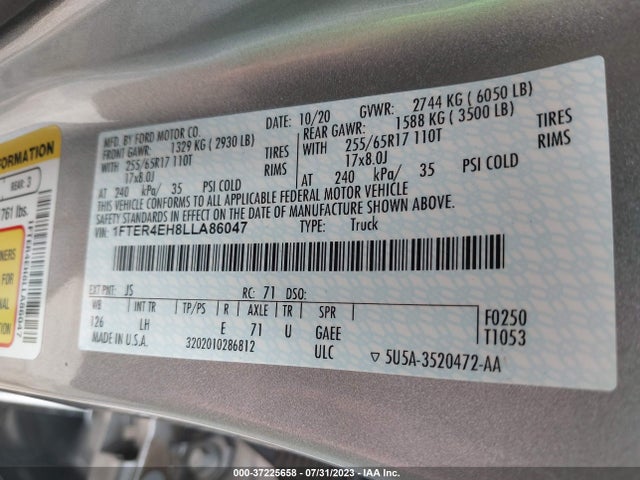 1FTER4EH8LLA86047 Ford Ranger Xl/xlt/lariat