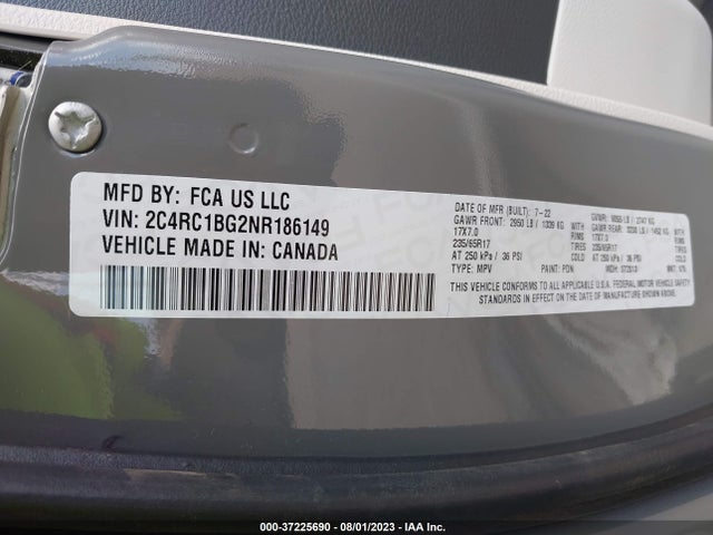 2C4RC1BG2NR186149 Chrysler Pacifica Touring L