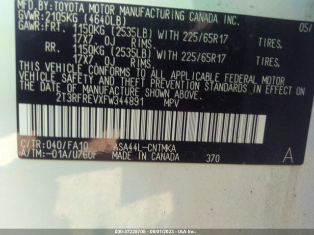 Toyota Rav4 Xle 2015 2T3RFREVXFW344891 Image 9
