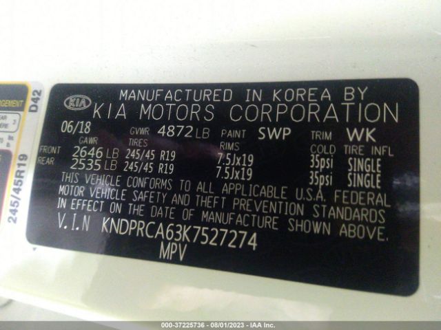 KNDPRCA63K7527274 KIA Sportage Sx Turbo