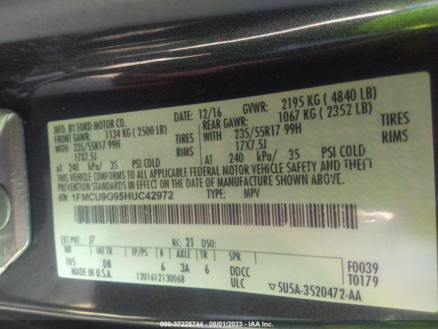 1FMCU9G95HUC42972 Ford ESCAPE SE