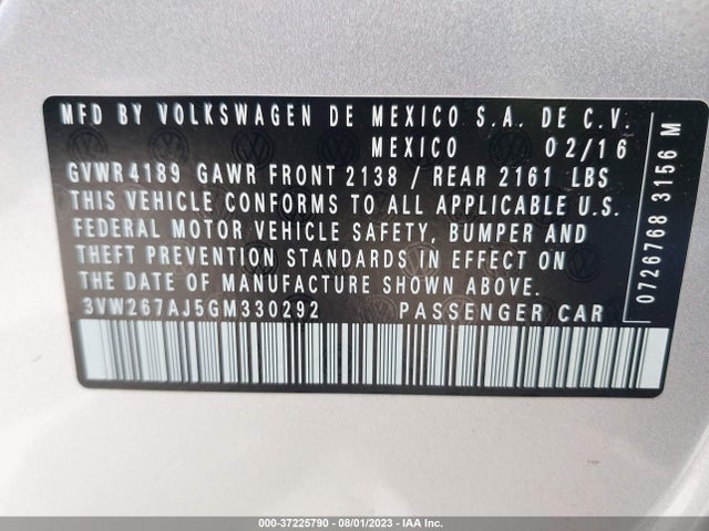 3VW267AJ5GM330292 Volkswagen Jetta Sedan 1.4t S