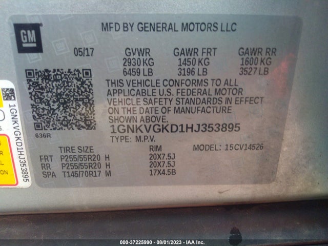 Chevrolet Traverse Lt 2017 1GNKVGKD1HJ353895 Image 16