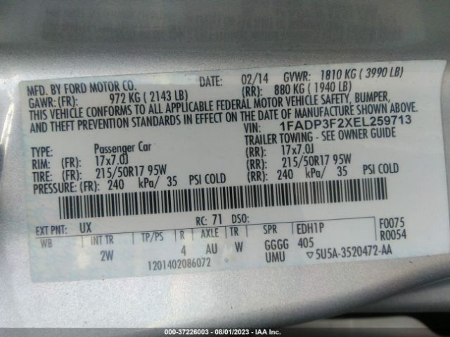 1FADP3F2XEL259713 Ford FOCUS SE