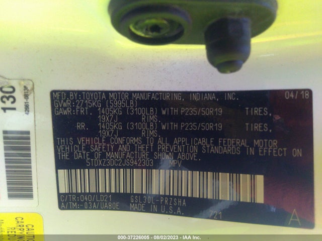 Toyota Sienna Se 8 Passenger 2018 5TDXZ3DC2JS942303 Image 9