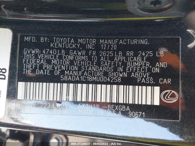 58ADA1C18MU004258 Lexus Es Es 300h