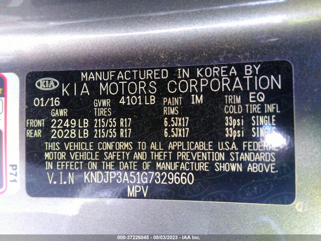 KIA SOUL + 2016 KNDJP3A51G7329660 Image 9