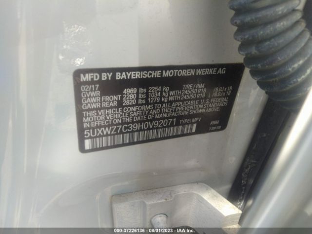 5UXWZ7C39H0V92071 BMW X3 Sdrive28i