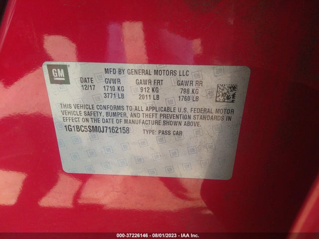 Chevrolet CRUZE LS 2018 1G1BC5SM0J7162158 Image 16