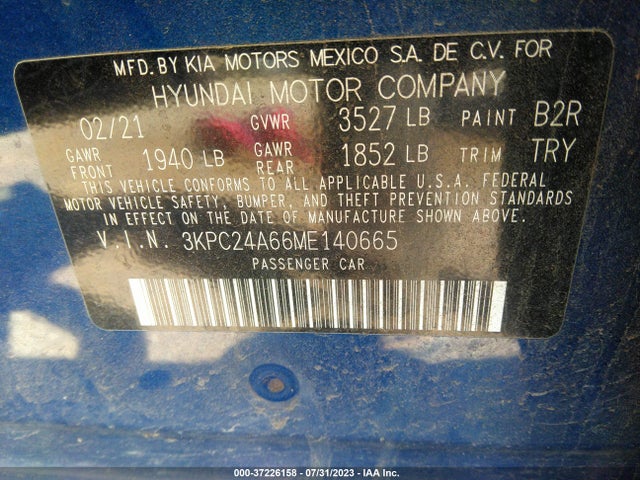 Hyundai ACCENT SE 2021 3KPC24A66ME140665 Image 9