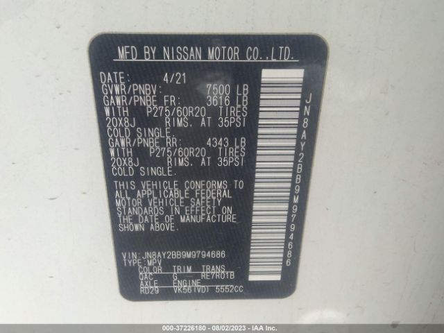 JN8AY2BB9M9794686 Nissan Armada Sl