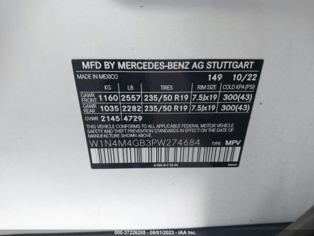 W1N4M4GB3PW274684 Mercedes-Benz Glb Glb 250