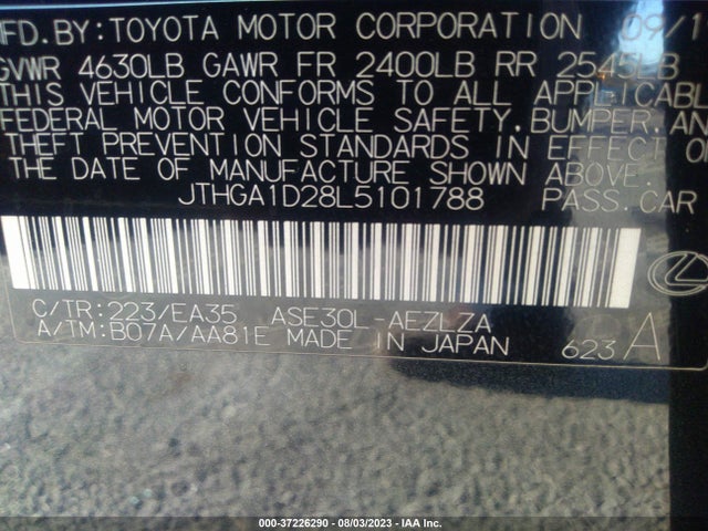 JTHGA1D28L5101788 Lexus Is Is 300 F Sport