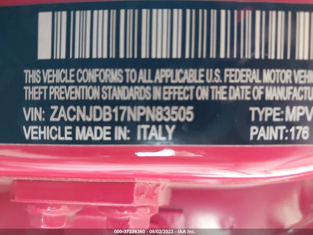 ZACNJDB17NPN83505 Jeep Renegade Latitude