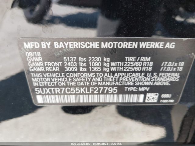 5UXTR7C55KLF27795 BMW X3 Sdrive30i