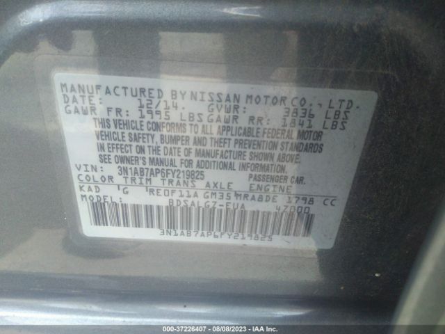 3N1AB7AP6FY219825 Nissan SENTRA SL