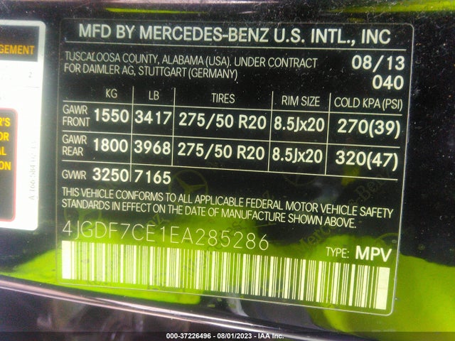 4JGDF7CE1EA285286 Mercedes-Benz Gl 450