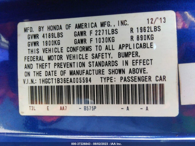 Honda Accord Coupe Lx-s 2014 1HGCT1B36EA005594 Image 9