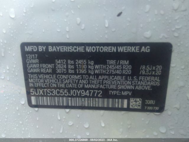 5UXTS3C55J0Y94772 BMW X3 M40i