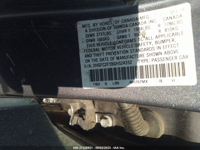 Honda Civic Sedan Lx 2016 2HGFC2F59GH524352 Image 9