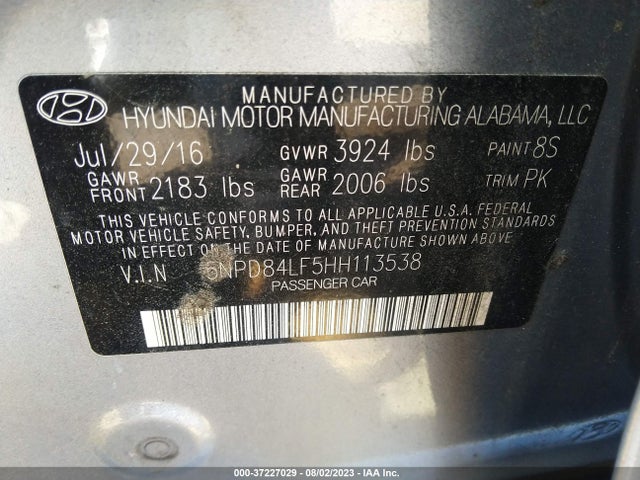 Hyundai ELANTRA SE 2017 5NPD84LF5HH113538 Image 9