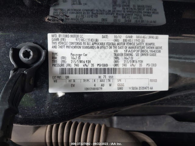 2013 FORD FOCUS SE VIN: 1FADP3F28DL164338