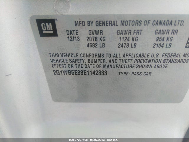 Chevrolet Impala Limited Lt 2014 2G1WB5E38E1142833 Image 9
