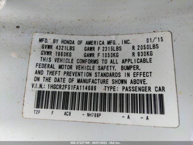 1HGCR2F51FA114689 Honda Accord Sedan Sport