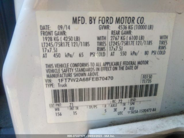 1FT7W2A68FEB70470 Ford Super Duty F-250 Srw Xl/xlt/lariat/king Ranch