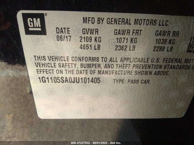 Chevrolet IMPALA LT 2018 1G1105SA0JU101405 Image 9