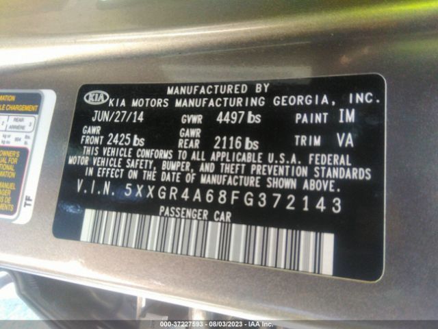 5XXGR4A68FG372143 KIA Optima Sxl Turbo